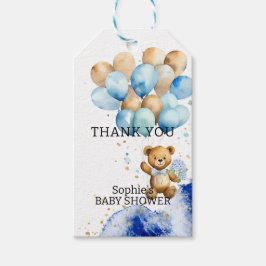 Vi kan vänta Royal Blue och Guld Abstrakt Presentetikett