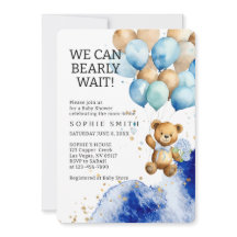 Vi kan vänta Royal Blue och Guld Baby Shower