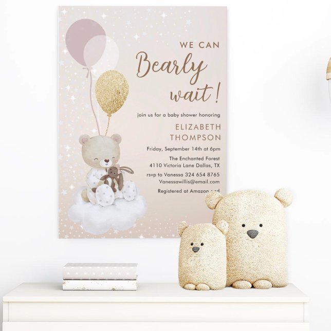 Vi kan vänta sparkly Baby Shower Inbjudningar (Skapare uppladdad)
