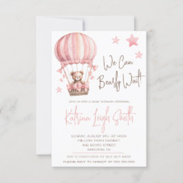 Vi kan vänta tidigt! Luftballong Baby Shower Inbjudningar