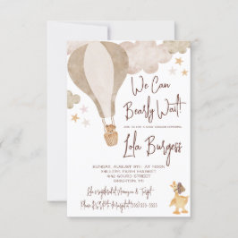Vi kan vänta tidigt! Luftballong Baby Shower Inbjudningar