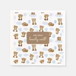 Vi kan vänta tidigt! Nalle Ballon Baby Shower Pappersservett