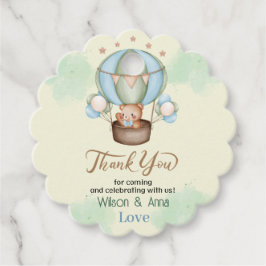 Vi kan vänta tidigt på babyduschbjörn gåvor etiketter