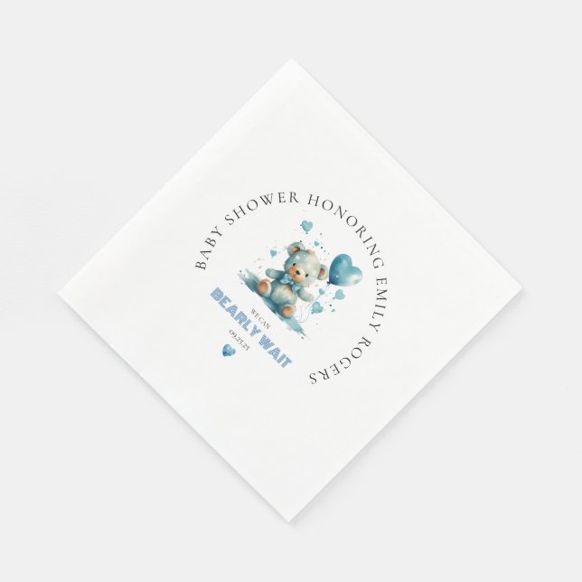 Vi kan vänta tidigt på blå Nalle Pappersservett (Hörn)