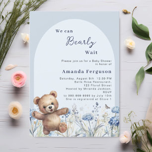 Vi kan vänta tidigt på en blå tonåring Baby Shower Inbjudningar