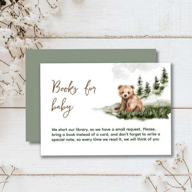 Vi kan vänta tidigt på skogsvaktskorten. tilläggskort (Cute watercolor forest bear baby shower, woodland theme, sage green, earthy colors, neutral )