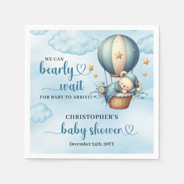 Vi kan vänta tidigt på söt sovande nalle pappersservett (Framsidan)