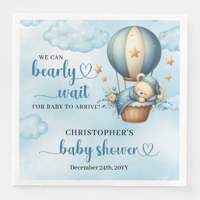 Vi kan vänta tidigt på söt sovande nalle pappersservett (Framsida)