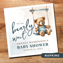 Vi kan vänta tills Denim Nalle Baby Shower