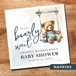 Vi kan vänta tills Denim Nalle Baby Shower Pappersservett