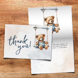 Vi kan vänta tills Denim Nalle Baby Shower Tack Kort