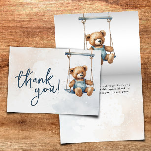 Vi kan vänta tills Denim Nalle Baby Shower Tack Kort