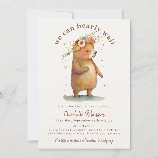 Vi kan vänta tills en klumpig babydusch är klar inbjudningar (Framsida)