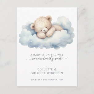 Vi kan vänta tills Graviden Baby Bear Clouds Meddelande Vykort