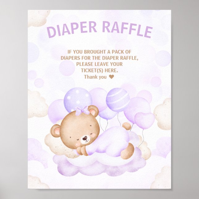 Vi kan vänta tills Lila Girl Diaper Raffle Poster (Framsidan)
