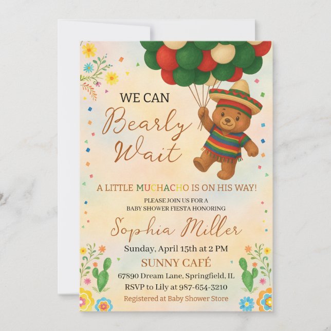 Vi kan vänta tills Muchacho Mexican Baby Shower Inbjudningar (Framsida)