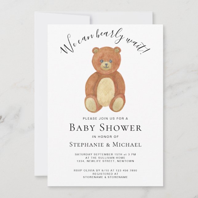 Vi kan vänta tills Par Baby Shower Inbjudningar (Framsida)