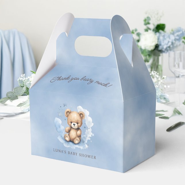 Vi kan vänta tills pastel Blue Baby Shower Gable Presentaskar (Skapare uppladdad)