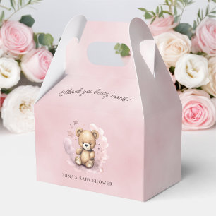 Vi kan vänta tills pastel Rosa Baby Shower Gable Presentaskar