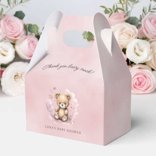 Vi kan vänta tills pastel Rosa Baby Shower Gable Presentaskar (Skapare uppladdad)