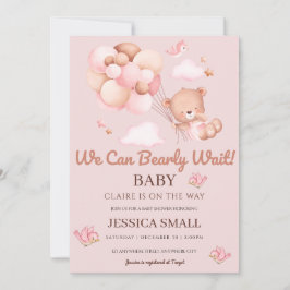 Vi kan vänta tills Rosa Baby Shower Inbjudningar