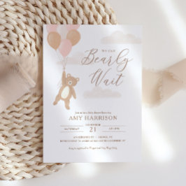 Vi kan vänta tills Rosa Baby Shower Inbjudningar