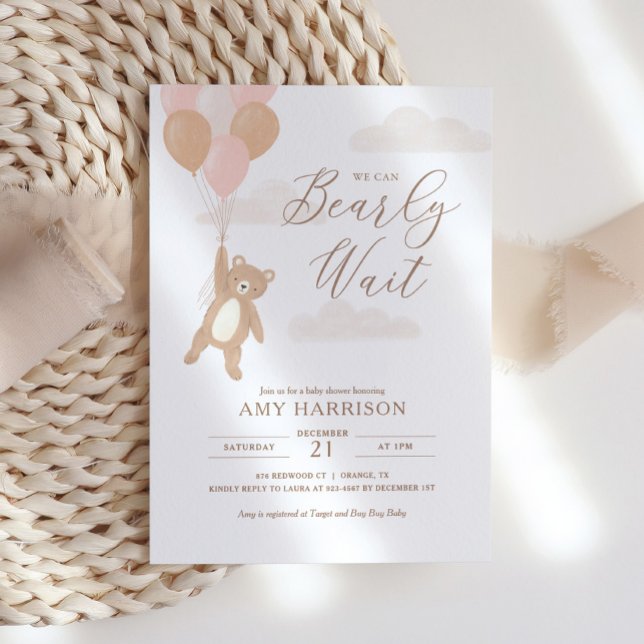 Vi kan vänta tills Rosa Baby Shower Inbjudningar (Skapare uppladdad)