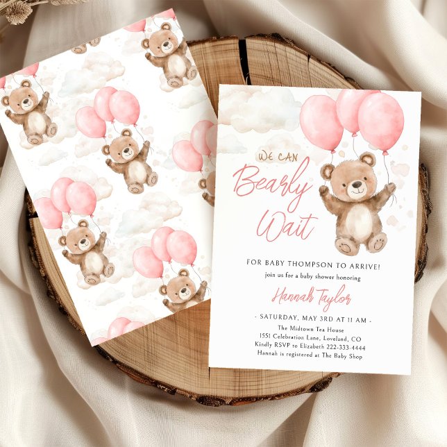 Vi kan vänta tills Rosa Baby Shower Inbjudningar (Skapare uppladdad)