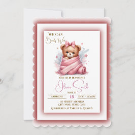 Vi kan vänta tills Rosa Baby Shower Inbjudningar