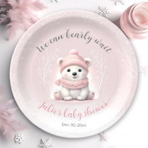 Vi kan vänta tills Rosa Baby Shower Papper Tallrik