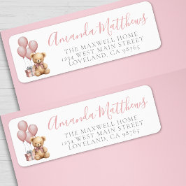 Vi kan vänta tills Rosa Baby Shower Returadress Etikett