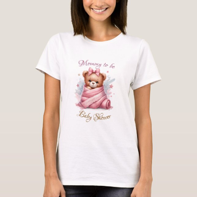 Vi kan vänta tills Rosa Baby Shower T Shirt (Framsida)