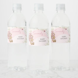 Vi kan vänta tills Rosa Baby Shower Vattenflaskor Etikett
