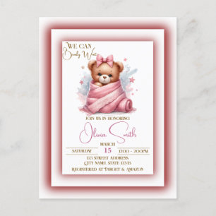 Vi kan vänta tills Rosa Baby Shower Vykort