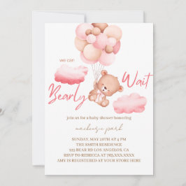 Vi kan vänta tills Rosa Bear Baby Shower Inbjudningar