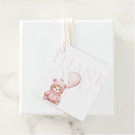 Vi kan vänta tills Rosa Bear Baby Shower Tack Gåvor Etiketter
