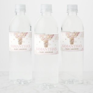 Vi kan vänta tills Rosa Bear Baby Shower Vattenflaskor Etikett