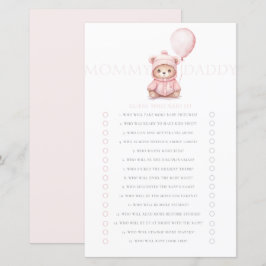 Vi kan vänta tills Rosa Bear Girl Baby Shower Game