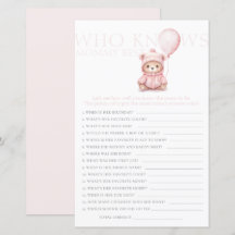 Vi kan vänta tills Rosa Bear Girl Baby Shower Game