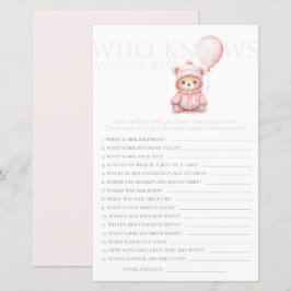 Vi kan vänta tills Rosa Bear Girl Baby Shower Game