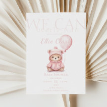 Vi kan vänta tills Rosa Bear Girl Baby Shower