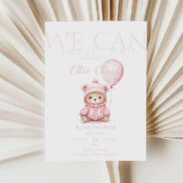 Vi kan vänta tills Rosa Bear Girl Baby Shower Inbjudningar