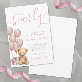 Vi kan vänta tills Rosa Bear Girl Baby Shower Inbjudningar