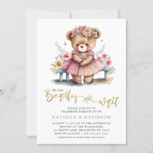 Vi kan vänta tills Rosa Blommigt Girl Baby Shower Inbjudningar