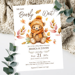 Vi kan vänta tills Rosa Fall Baby Shower Inbjudningar