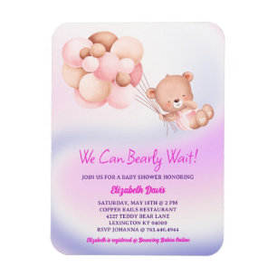 Vi kan vänta tills Rosa Lila Baby Shower Magnet