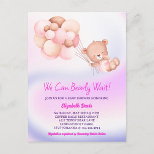Vi kan vänta tills Rosa Lila Baby Shower Vykort