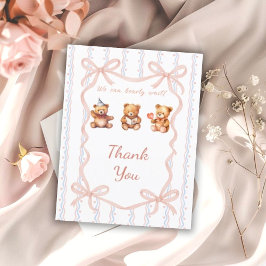 Vi kan vänta tills Rosa Snöre Ribbon Baby Shower Tack Kort