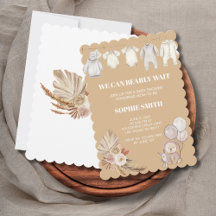 Vi kan vänta tills Rustic Boho Pampas Baby Shower