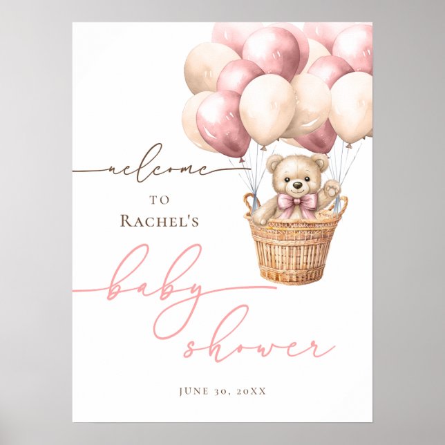 Vi kan vänta | Välkommen till rosa Baby Shower Poster (Framsidan)